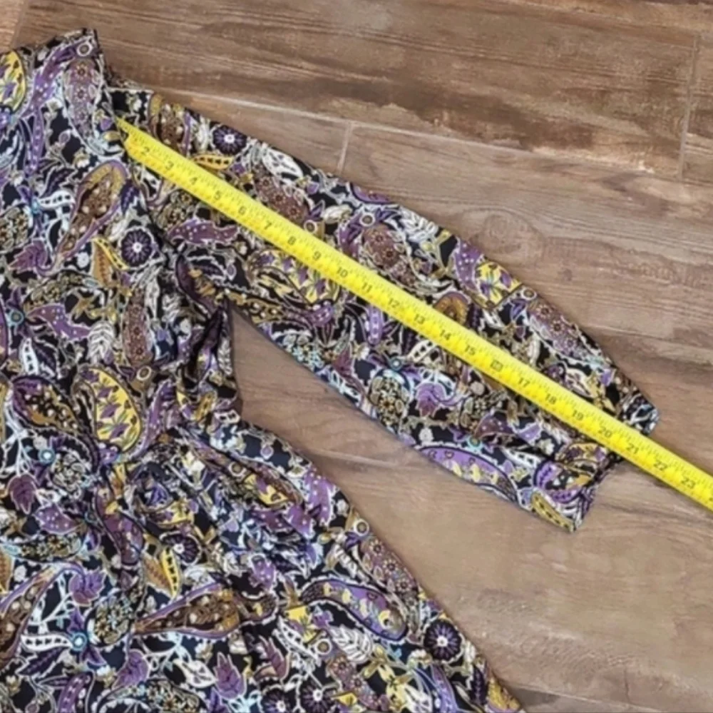 Zara Paisley Print Open Keyhole Back Long Sleeve Partially Lined Mini Dress, M - Picture 6 of 13